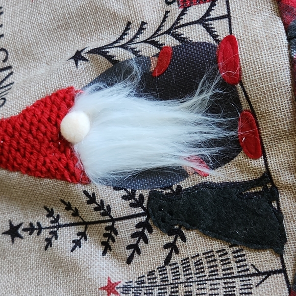 Burlap Mini Christmas Tree Skirt with Red Plaid Trim - Picture 8 of 9